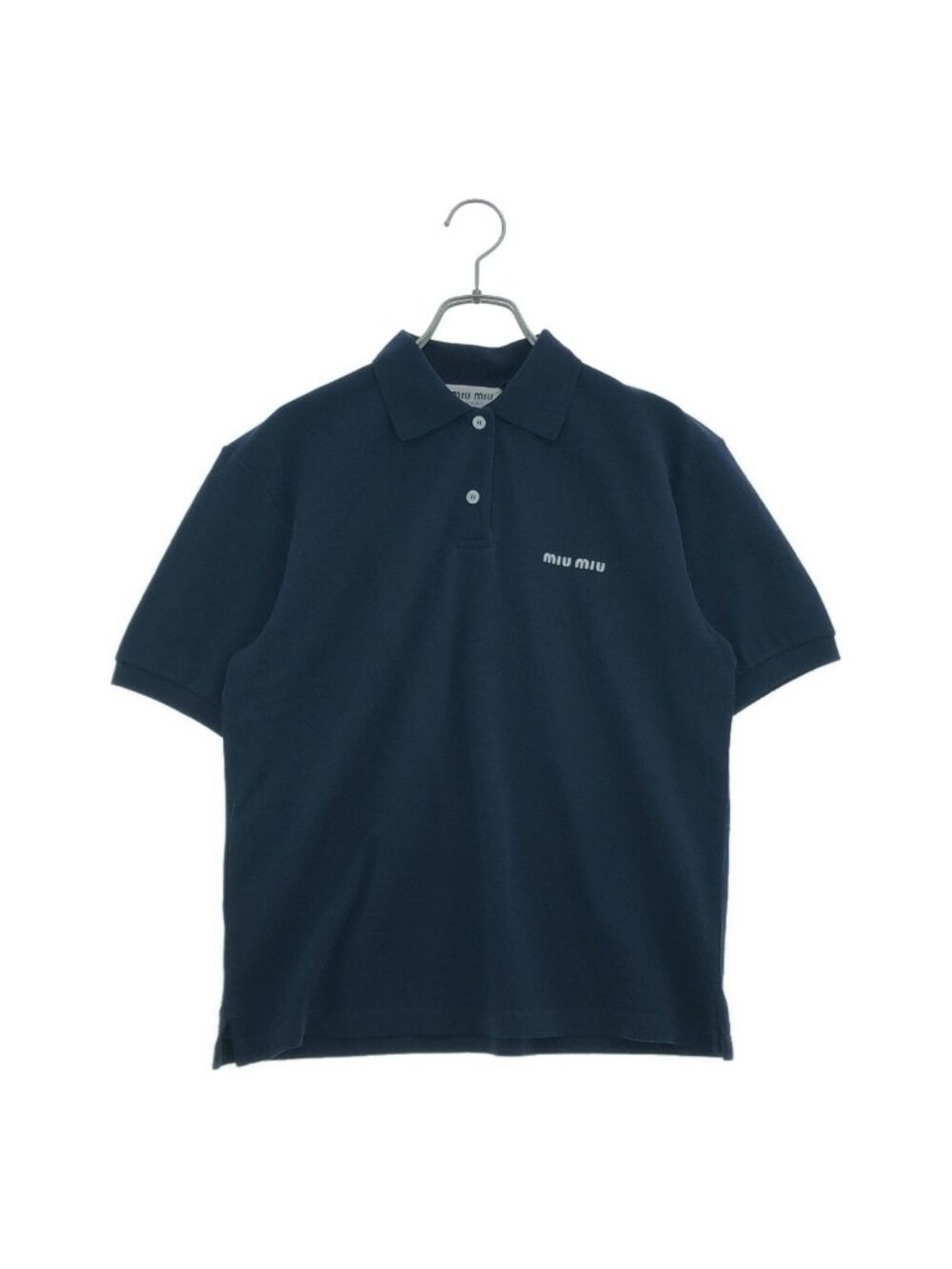 Miu Miu Cotton Pique Polo Shirt Navy XS